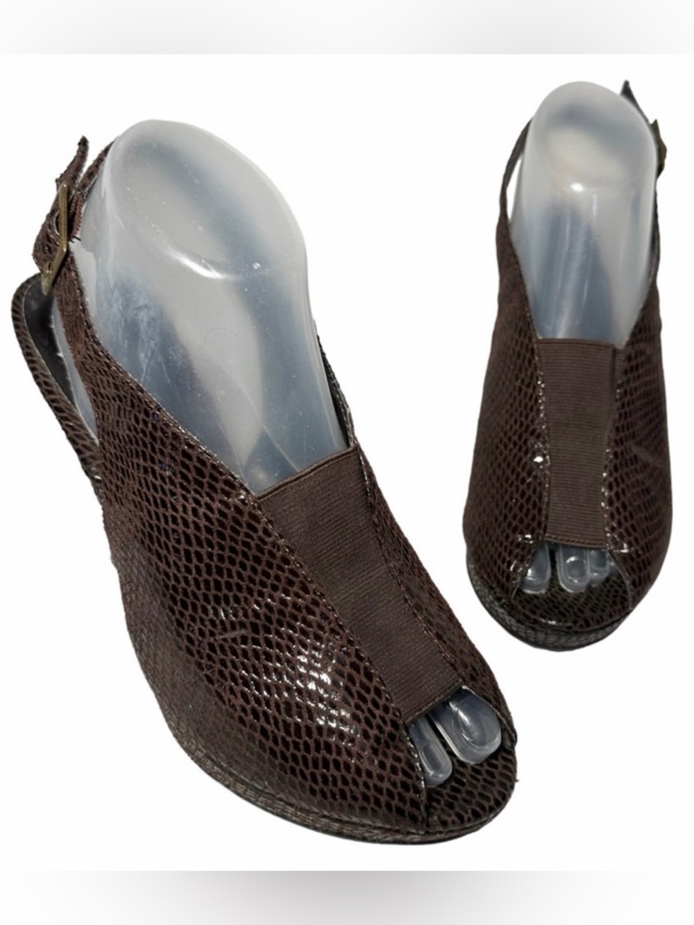 New Directions Heels 8 Brooklyn Brown Snakeskin Pattern